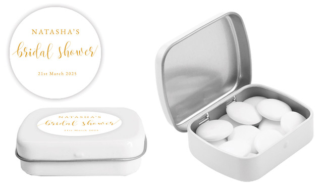 Flowing Text Bridal Shower Personalised Mint Tins
