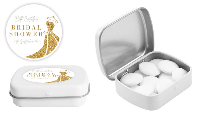 Glitter Dress Bridal Shower Personalised Mint Tins