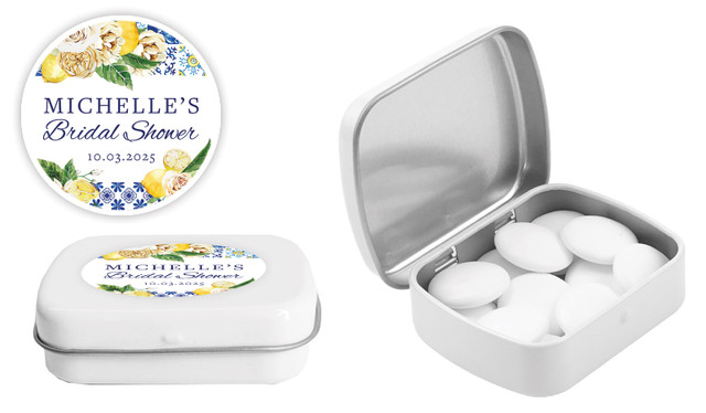 Mediterranean Bridal Shower Personalised Mint Tins