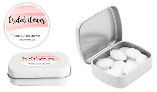 Pink Watercolour Bridal Shower Personalised Mint Tins