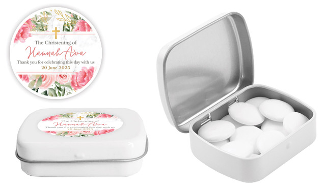 Magnificent Floral Christening Personalised Mint Tins