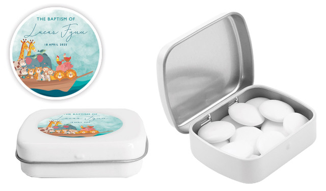 Noahs Ark Christening Personalised Mint Tins