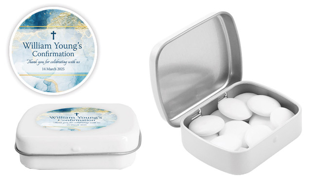Abstract Background Confirmation Personalised Mint Tins