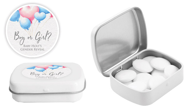 Balloons Gender Reveal Personalised Mint Tins