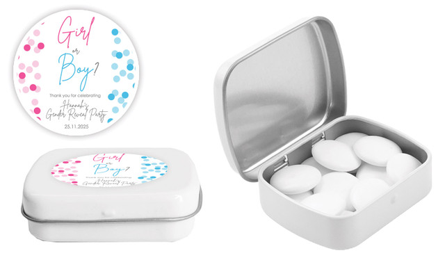 Confetti Gender Reveal Personalised Mint Tins