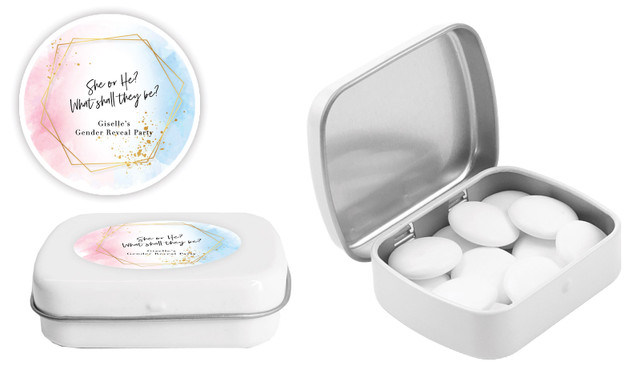 Hexagon Gender Reveal Personalised Mint Tins