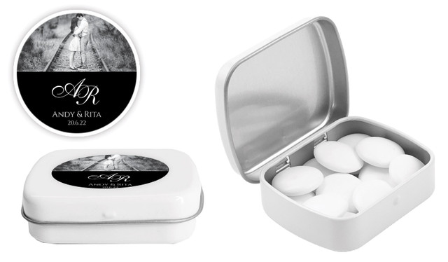 Add A Photo Black Wedding Personalised Mint Tins