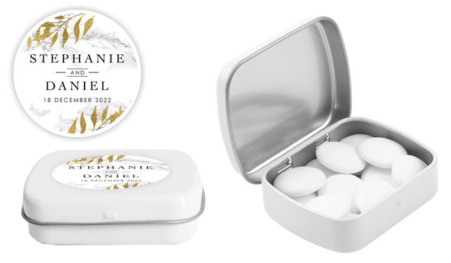 Marble & Fern Wedding Personalised Mint Tins