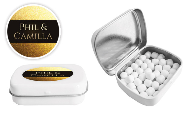 Solid Gold Wedding Personalised Mint Tins
