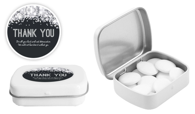 Confetti In Silver Personalised Mint Tins