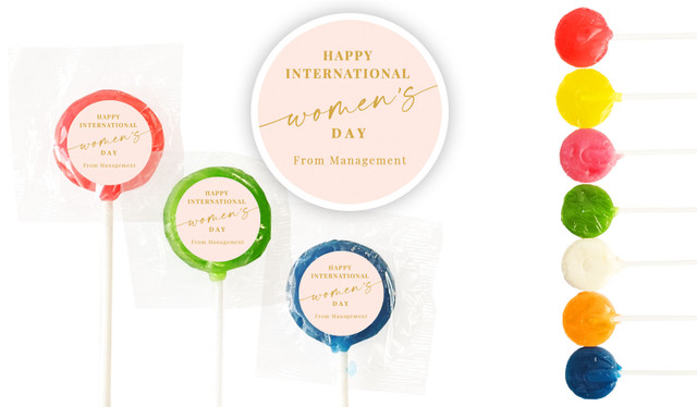 Gold On Blush Womens Day Custom 3cm Mini Lollipops