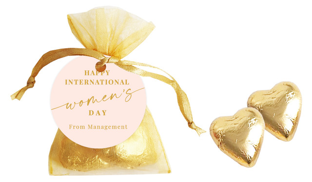 Gold On Blush Womens Day Personalised Organza Bag