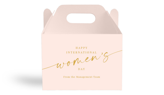 Gold On Blush Womens Day Personalised Gable Favour Box