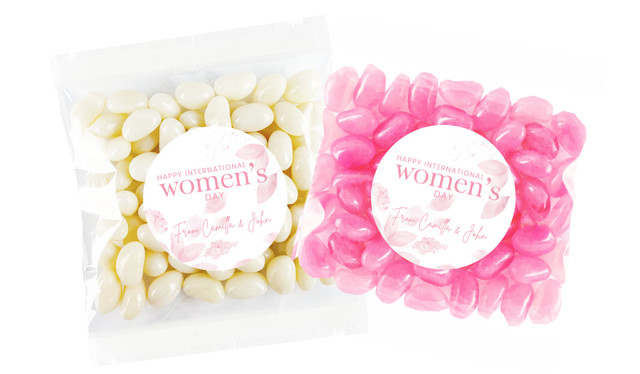 Pink Leaves Personalised Lolly Bag (Choice Of Fillings)
