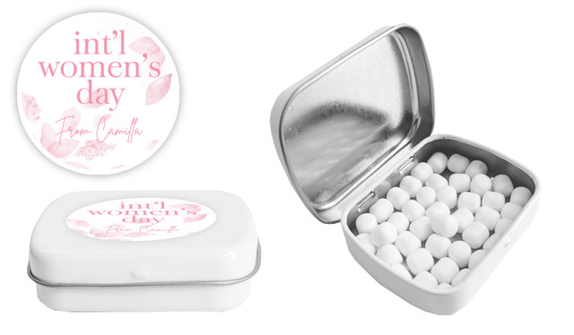 Pink Leaves Womens Day Personalised Mint Tin