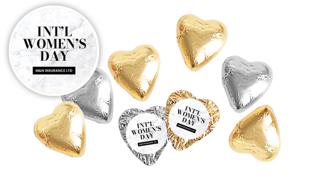Marble Deco Womens Day Personalised Foil Chocolate Hearts