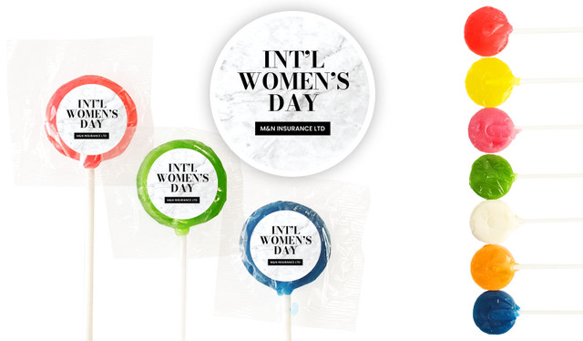 Marble Deco Womens Day Custom 3cm Mini Lollipops