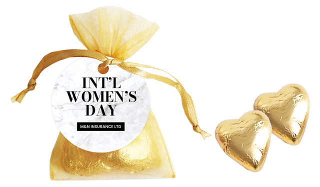 Marble Deco Womens Day Personalised Organza Bag