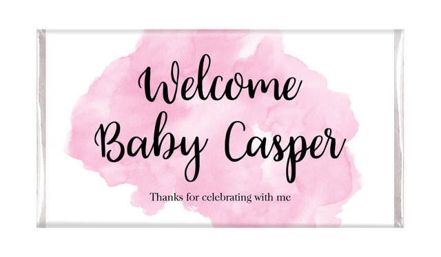 A Splash Of Watercolour In Pink Birth Announcement Chocolates