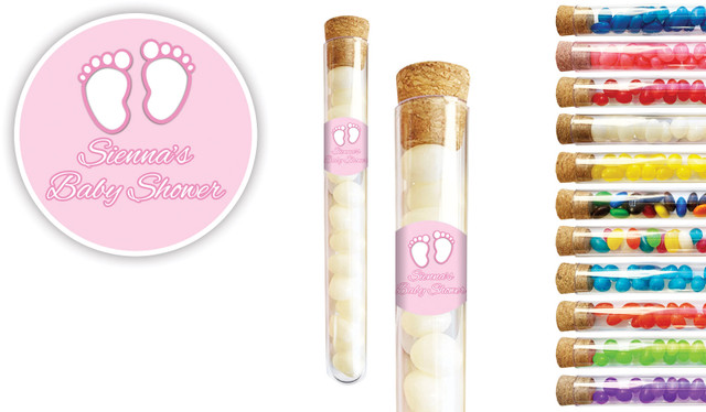 Baby Feet Pink Baby Shower Personalised Test Tubes