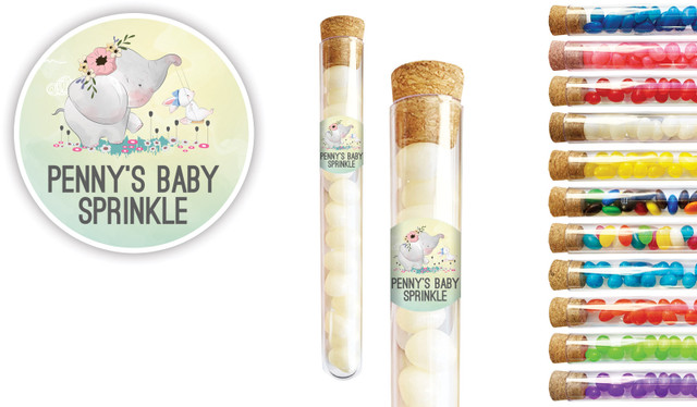 Elephant And Friend Baby Shower Personalised Test Tubes