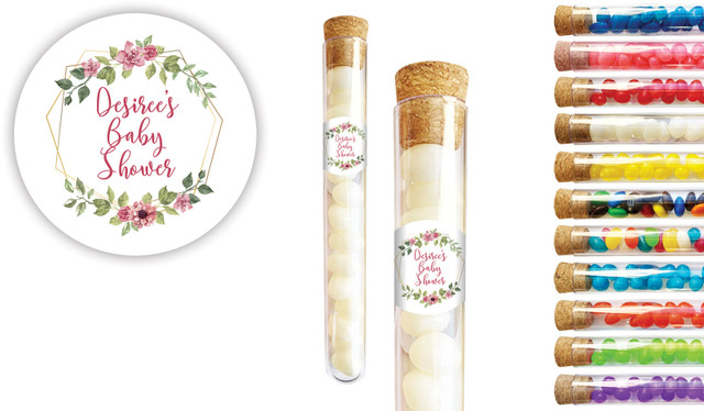 Floral Hexagons Baby Shower Personalised Test Tubes