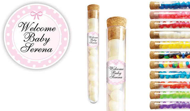 Polkadot Pink Birth Announcement Personalised Test Tubes