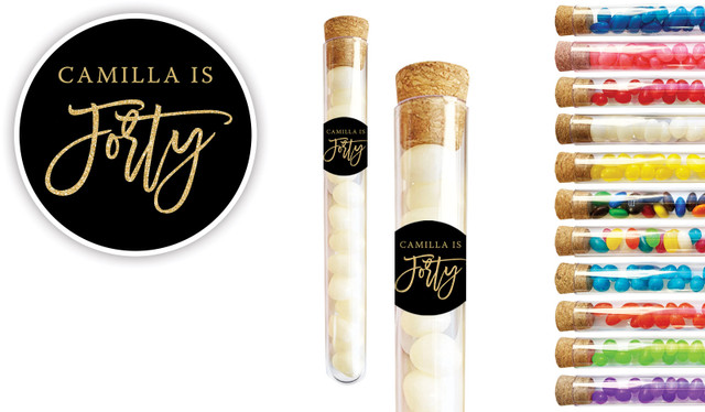40th Black Personalised Test Tubes