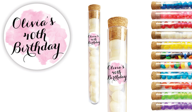 A Splash Of Water Colour Pink Personalised Birthday Test Tubes