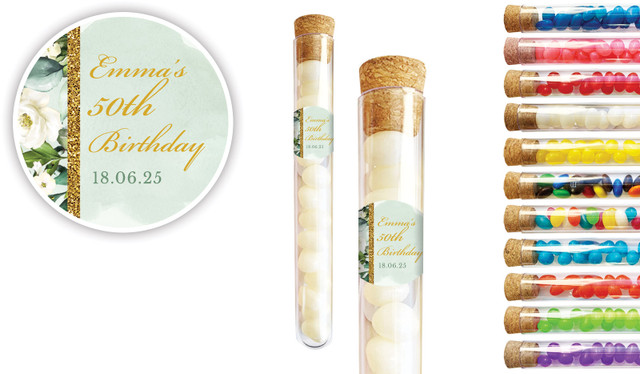 Elegant Greenery Personalised Birthday Test Tubes