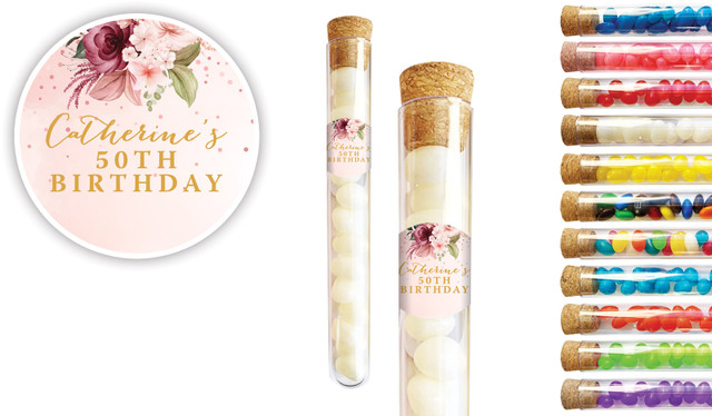 Glitter Balloon Personalised Birthday Test Tubes