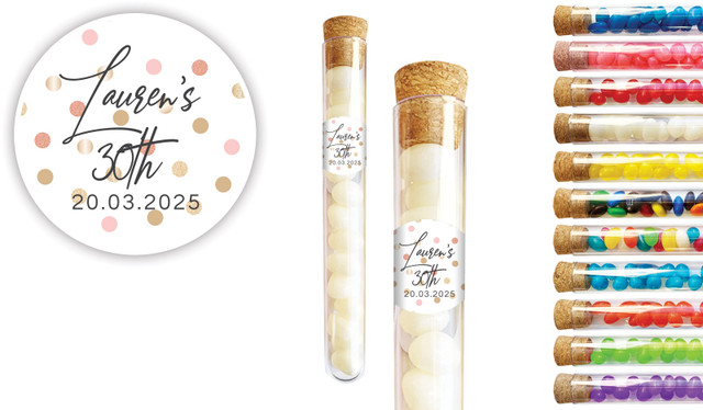 Metallic Confetti Personalised Birthday Test Tubes