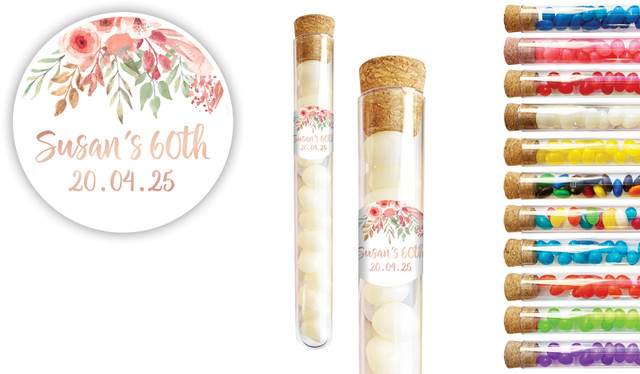 Peach Floral Personalised Birthday Test Tubes
