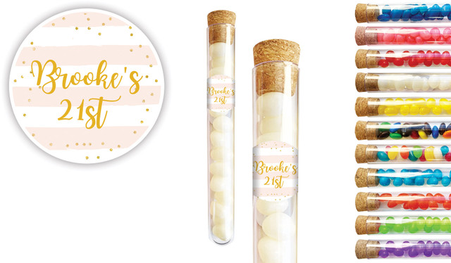 Striped Gold Confetti Personalised Birthday Test Tubes