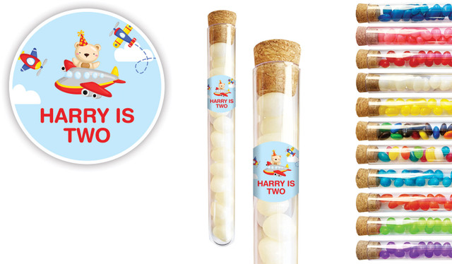 Bear Air Plane Kids Party Personalised Test Tubes