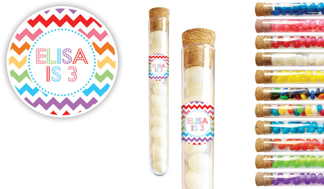 Chevron Rainbow Kids Party Personalised Test Tubes
