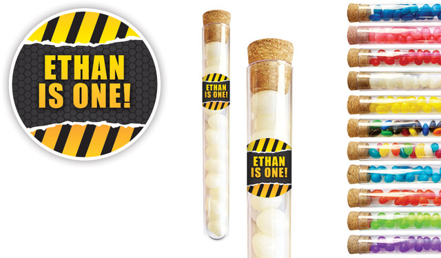 Construction Builders Kids Party Personalised Test Tubes