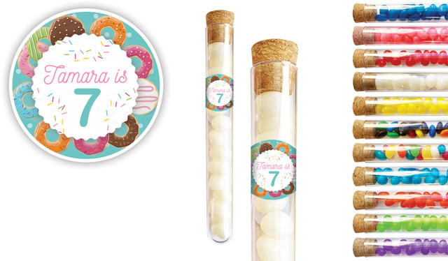 Donut Party Kids Party Personalised Test Tubes