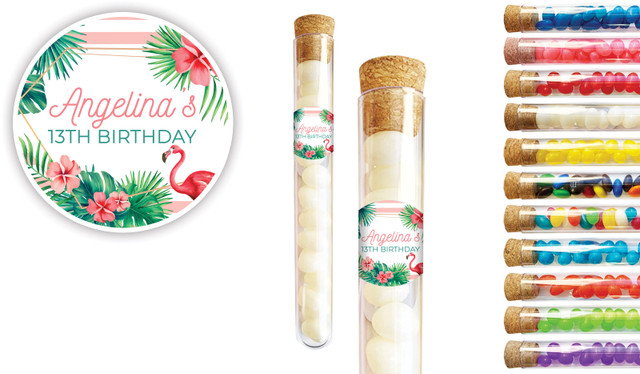 Flamingle Flamingo Kids Party Personalised Test Tubes