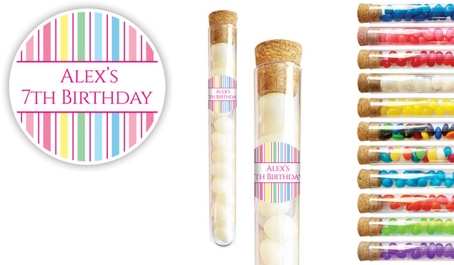 Pastel Stripe Kids Party Personalised Test Tubes