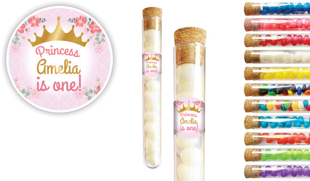 Princess Tiara Kids Party Personalised Test Tubes