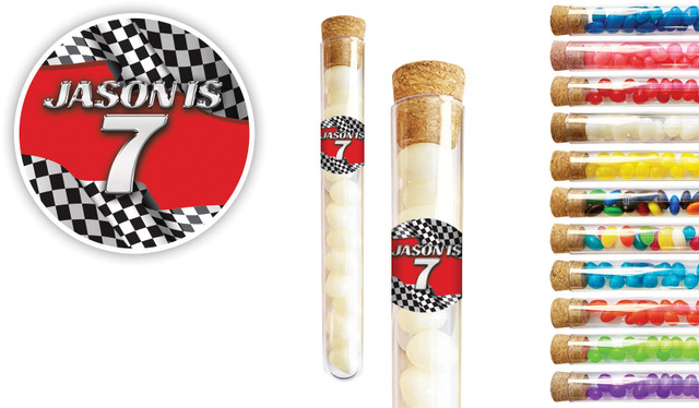 Racing Car Kids Party Personalised Test Tubes