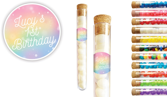 Rainbow Sparkle Kids Party Personalised Test Tubes