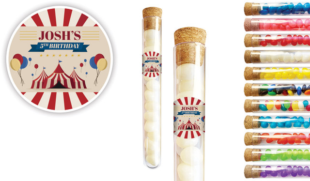 Retro Circus Kids Party Personalised Test Tubes