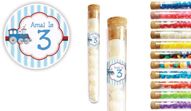 Toy Train Kids Party Personalised Test Tubes