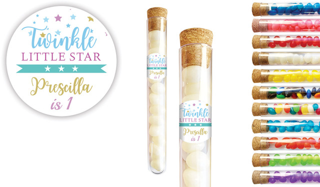 Twinkle Star 1st Birthday Kids Party Personalised Test Tubes