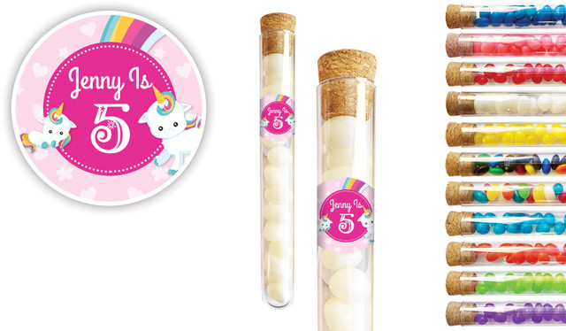 Unicorn Trio Kids Party Personalised Test Tubes