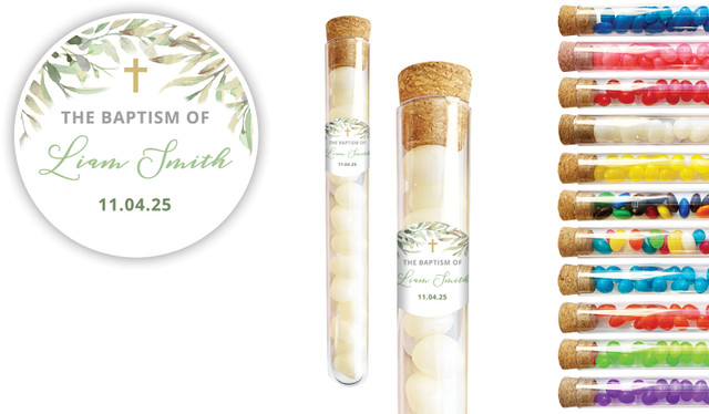 Golden Greenery Christening Personalised Test Tubes