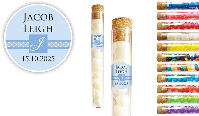 Initial Blue Christening Personalised Test Tubes