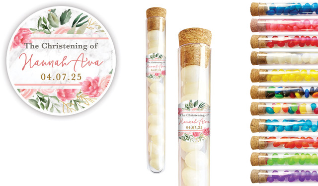 Magnificent Floral Christening Personalised Test Tubes